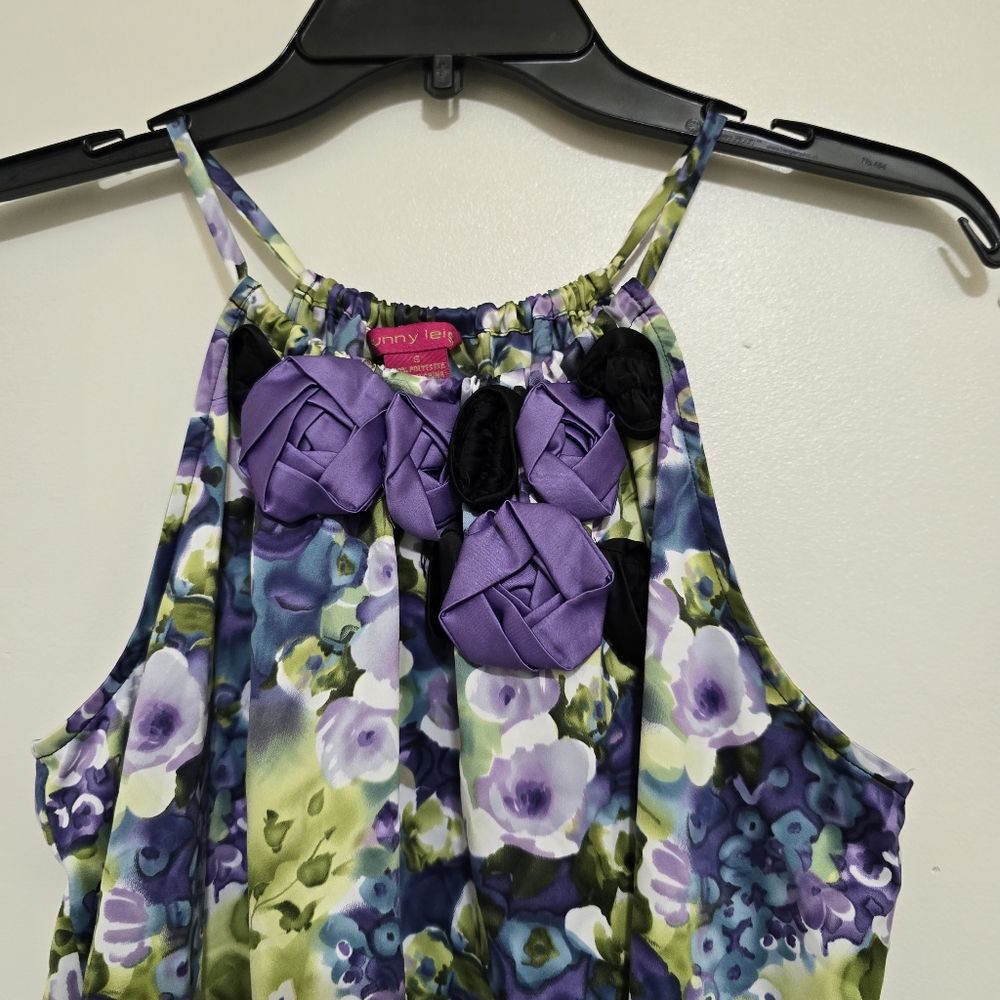SUNNY LEIGH size Small Floral Satin Tank 3D‎ Neckline Purple Green Cottagecore - Picture 7 of 12